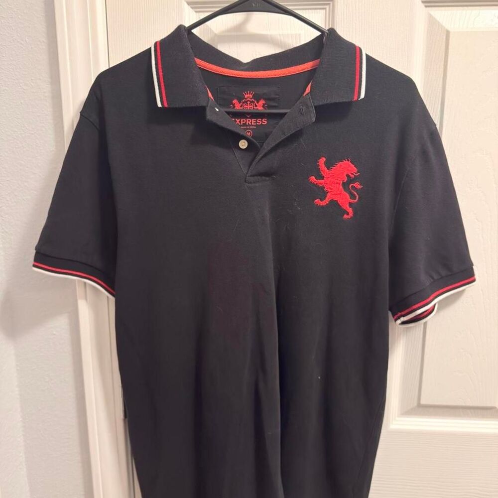 (2010) Express Big Lion Polo - Black/Red - M